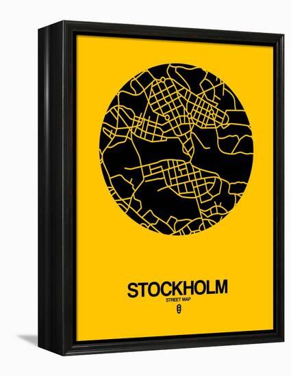 Stockholm Street Map Yellow-NaxArt-Framed Stretched Canvas