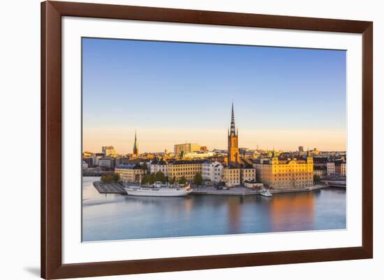 Stockholm, Sweden, Northern Europe. High angle view over Riddarholmen and Riddarholmskyrkan (church-Marco Bottigelli-Framed Photographic Print