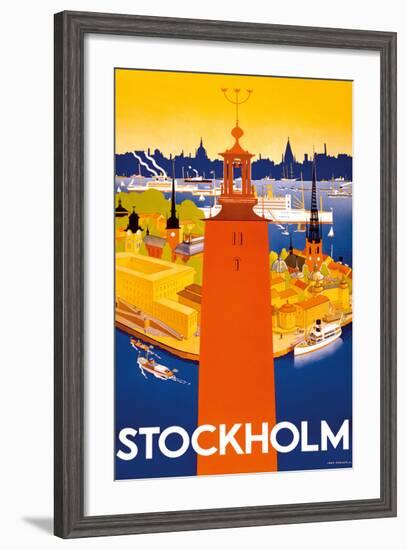 Stockholm - Sweden - Port of Stockholm and City Hall-Iwar Donner-Framed Giclee Print