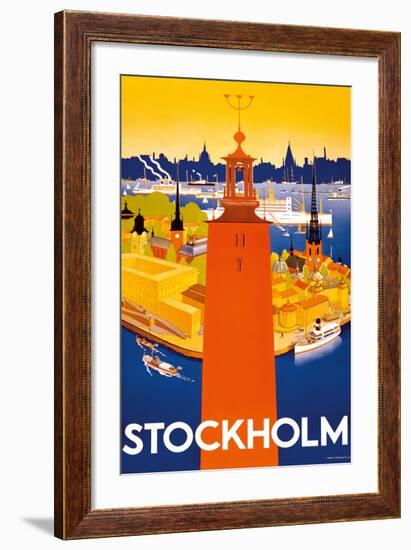 Stockholm - Sweden - Port of Stockholm and City Hall-Iwar Donner-Framed Giclee Print