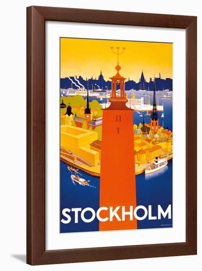 Stockholm - Sweden - Port of Stockholm and City Hall-Iwar Donner-Framed Giclee Print