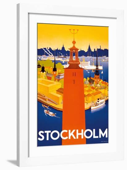 Stockholm - Sweden - Port of Stockholm and City Hall-Iwar Donner-Framed Giclee Print