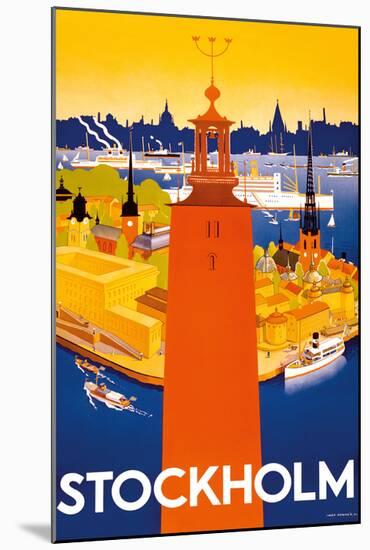 Stockholm - Sweden - Port of Stockholm and City Hall-Iwar Donner-Mounted Giclee Print