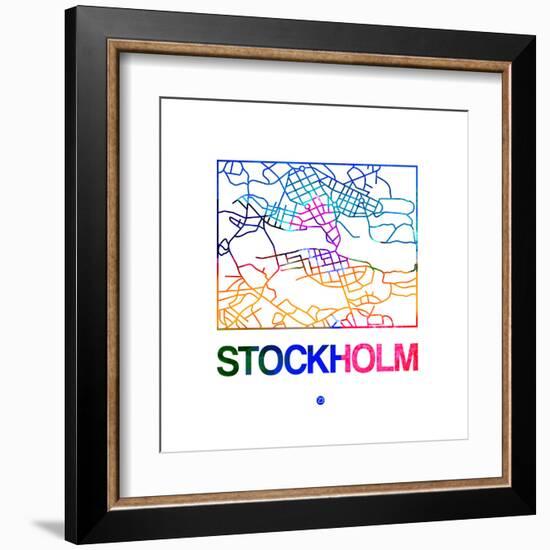 Stockholm Watercolor Street Map-NaxArt-Framed Art Print