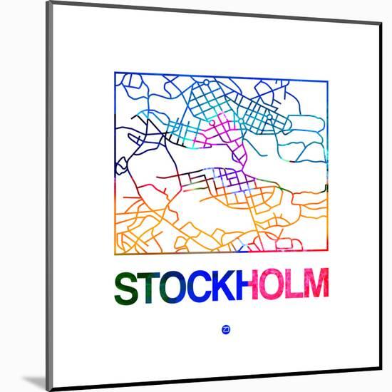 Stockholm Watercolor Street Map-NaxArt-Mounted Art Print