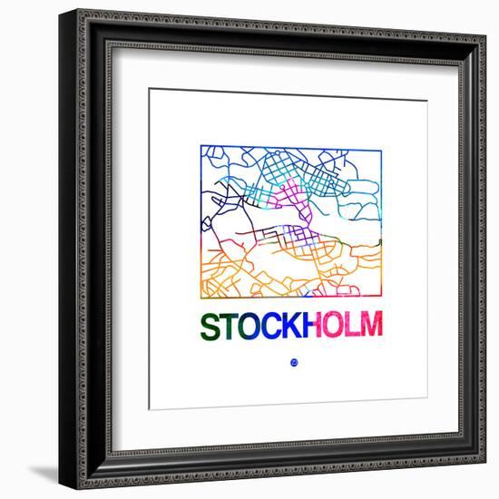 Stockholm Watercolor Street Map-NaxArt-Framed Art Print