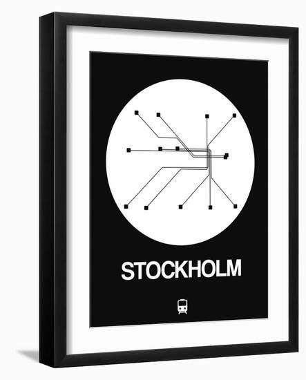 Stockholm White Subway Map-NaxArt-Framed Art Print