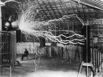Bolts of Electricity Discharging in the Lab of Nikola Tesla-Stocktrek Images-Photographic Print