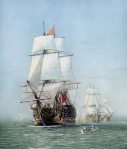 Vintage Print of Hms Victory of the Royal Navy by Stocktrek Images