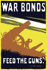 Vintage World War I Poster Featuring Soldiers Operating an Artillery Gun by Stocktrek Images