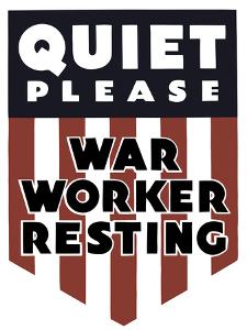 Vintage World Ware II Poster Featuring a Red, White, and Blue Shield by Stocktrek Images