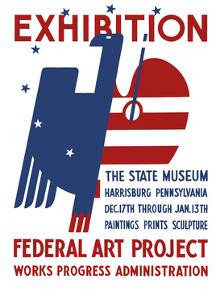Vintage Wpa Poster Features a Red, White, and Blue Eagle by Stocktrek Images