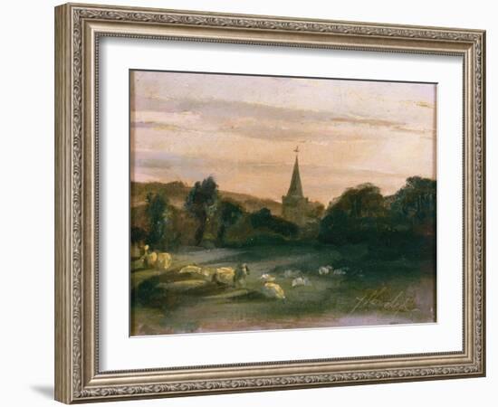 Stoke Poges Church (Oil on Panel) (Recto of 261372)-Thomas Churchyard-Framed Giclee Print