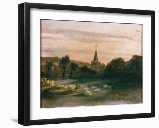 Stoke Poges Church (Oil on Panel) (Recto of 261372)-Thomas Churchyard-Framed Giclee Print