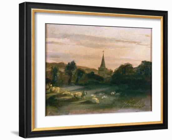 Stoke Poges Church (Oil on Panel) (Recto of 261372)-Thomas Churchyard-Framed Giclee Print