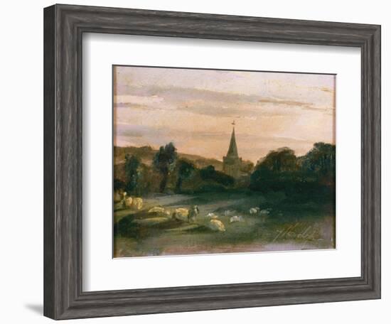 Stoke Poges Church (Oil on Panel) (Recto of 261372)-Thomas Churchyard-Framed Premium Giclee Print
