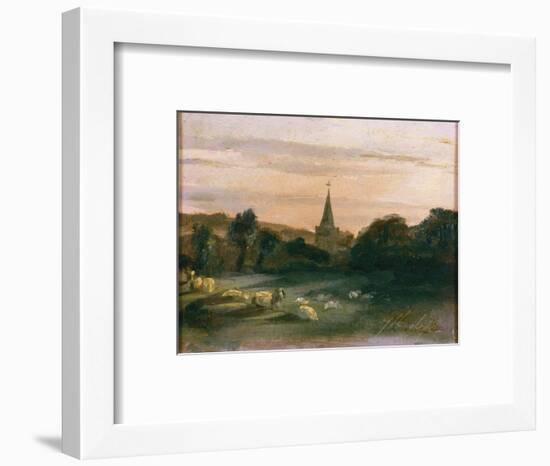 Stoke Poges Church (Oil on Panel) (Recto of 261372)-Thomas Churchyard-Framed Premium Giclee Print