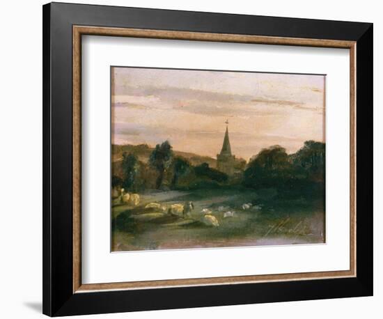 Stoke Poges Church (Oil on Panel) (Recto of 261372)-Thomas Churchyard-Framed Premium Giclee Print