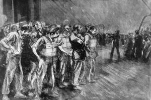 Stokers Wait on the Deck Hoping to Board Lifeboats