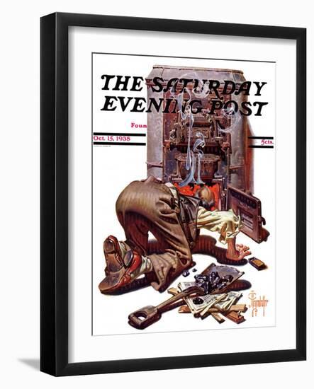 "Stoking the Furnace," Saturday Evening Post Cover, October 15, 1938-Joseph Christian Leyendecker-Framed Giclee Print