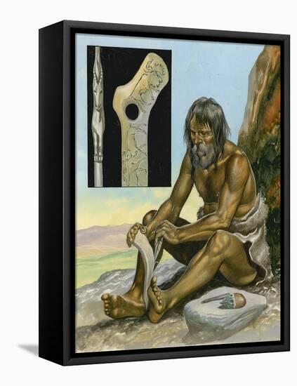 Stone Age Man-Ron Embleton-Framed Premier Image Canvas