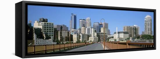 Stone Arch Bridge with Skyscrapers in the Background, Minneapolis, Minnesota, USA-null-Framed Premier Image Canvas