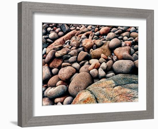 Stone beach along Park Loop Road, Acadia National Park, Maine, USA-null-Framed Photographic Print