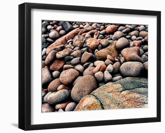 Stone beach along Park Loop Road, Acadia National Park, Maine, USA-null-Framed Photographic Print
