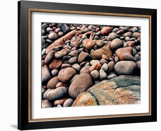 Stone beach along Park Loop Road, Acadia National Park, Maine, USA-null-Framed Photographic Print