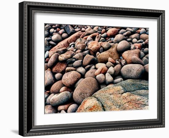 Stone beach along Park Loop Road, Acadia National Park, Maine, USA-null-Framed Photographic Print