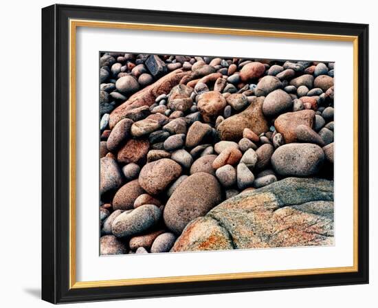 Stone beach along Park Loop Road, Acadia National Park, Maine, USA-null-Framed Photographic Print