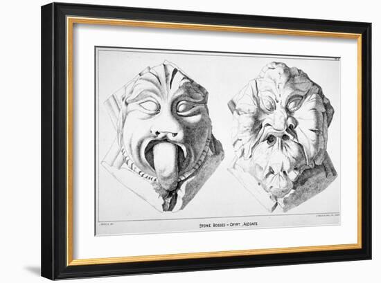 Stone Bosses from St Michael's Crypt, Aldgate Street, London, C1830-J Emslie & Sons-Framed Giclee Print