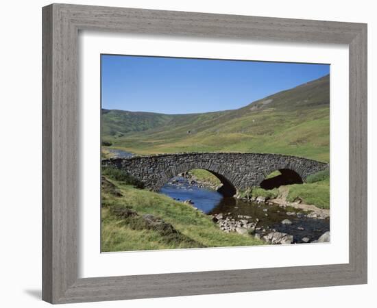 Stone Bridge and Rugged Hills, Glen Clunie, Braemar, Grampian, Scotland-null-Framed Photographic Print