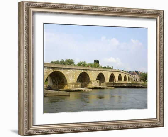 Stone Bridge, Regensburg, UNESCO World Heritage Site, Bavaria, Germany, Europe-Gary Cook-Framed Photographic Print