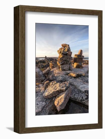 Stone Cairns in Arctic, Nunavut Territory, Canada-Paul Souders-Framed Photographic Print