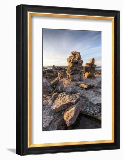 Stone Cairns in Arctic, Nunavut Territory, Canada-Paul Souders-Framed Photographic Print