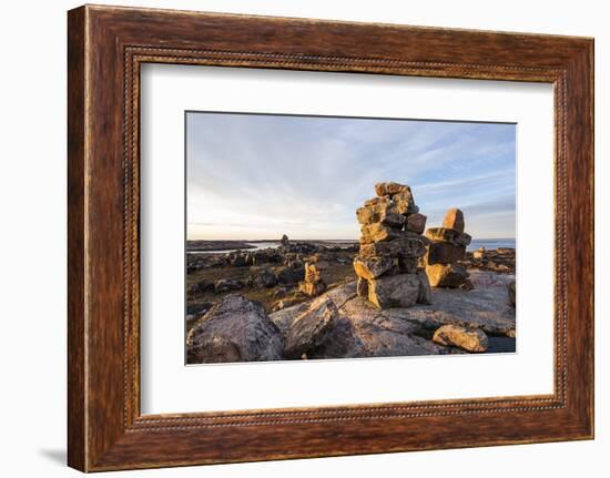 Stone Cairns in Arctic, Nunavut Territory, Canada-Paul Souders-Framed Photographic Print