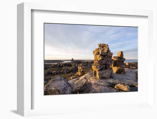 Stone Cairns in Arctic, Nunavut Territory, Canada-Paul Souders-Framed Photographic Print