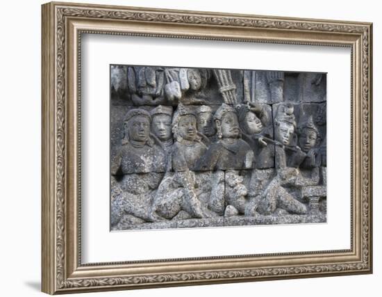 Stone Carving at Borobudur, UNESCO, Java, Indonesia-Keren Su-Framed Photographic Print