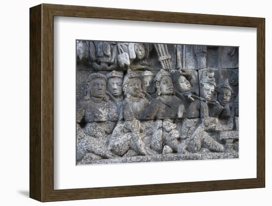 Stone Carving at Borobudur, UNESCO, Java, Indonesia-Keren Su-Framed Photographic Print