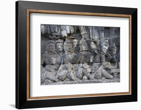 Stone Carving at Borobudur, UNESCO, Java, Indonesia-Keren Su-Framed Photographic Print