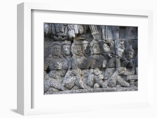 Stone Carving at Borobudur, UNESCO, Java, Indonesia-Keren Su-Framed Photographic Print