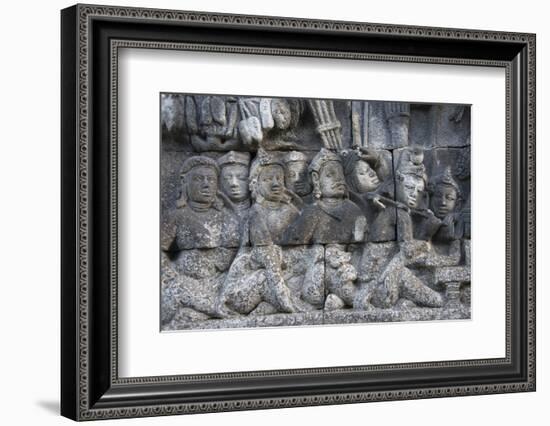 Stone Carving at Borobudur, UNESCO, Java, Indonesia-Keren Su-Framed Photographic Print