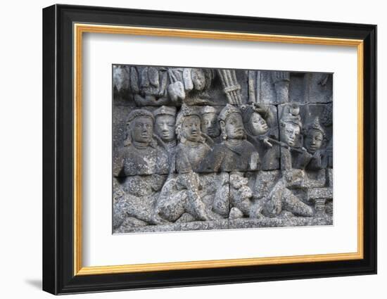 Stone Carving at Borobudur, UNESCO, Java, Indonesia-Keren Su-Framed Photographic Print
