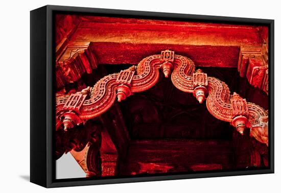 Stone Carving Detail, Red Fort, Delhi, India, Asia-Laura Grier-Framed Premier Image Canvas