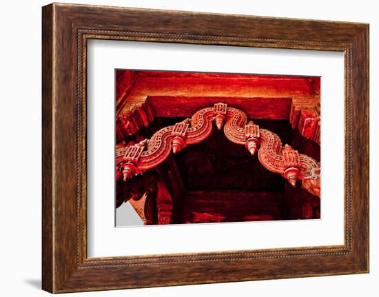 Stone Carving Detail, Red Fort, Delhi, India, Asia-Laura Grier-Framed Photographic Print