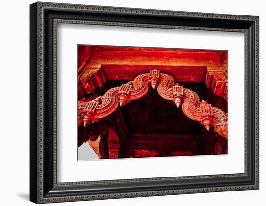 Stone Carving Detail, Red Fort, Delhi, India, Asia-Laura Grier-Framed Photographic Print