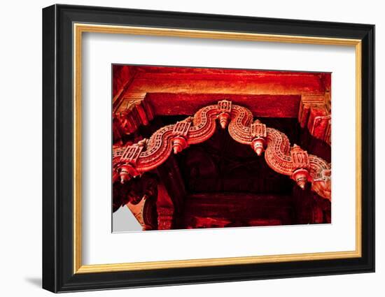 Stone Carving Detail, Red Fort, Delhi, India, Asia-Laura Grier-Framed Photographic Print