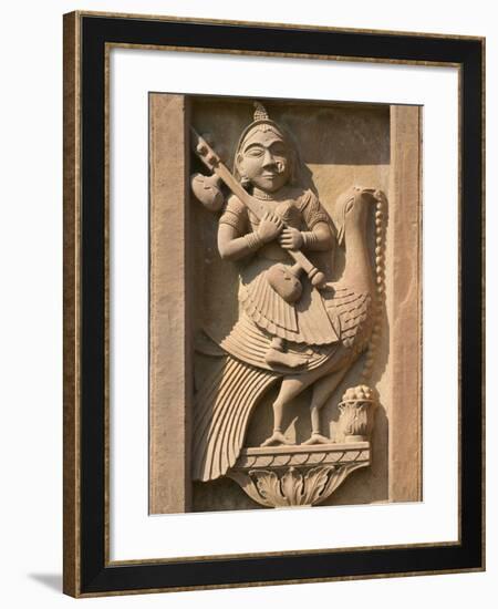 Stone Carving in Hotel Prithvi Vilas Palace, Jhalawar, Rajasthan, India-Keren Su-Framed Photographic Print