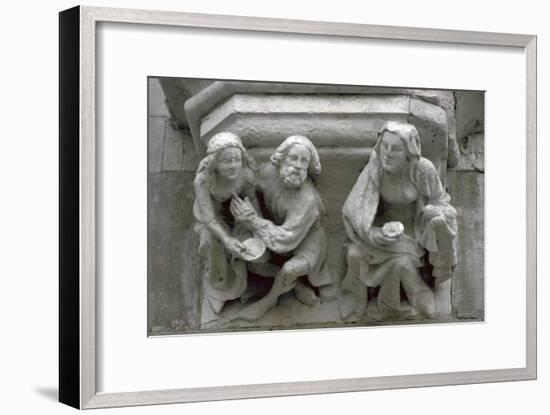 Stone carving on the side of a house in Bruges-Unknown-Framed Giclee Print